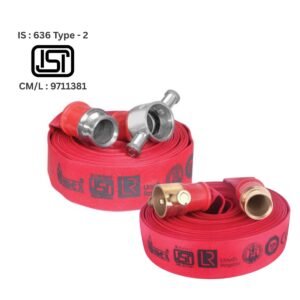 Externally Coated Rein Forced Rubber Lined Fire Hose by pareto industries no1 omex dealer in south india best fire safety equipments supplier in chennai tamilnadu