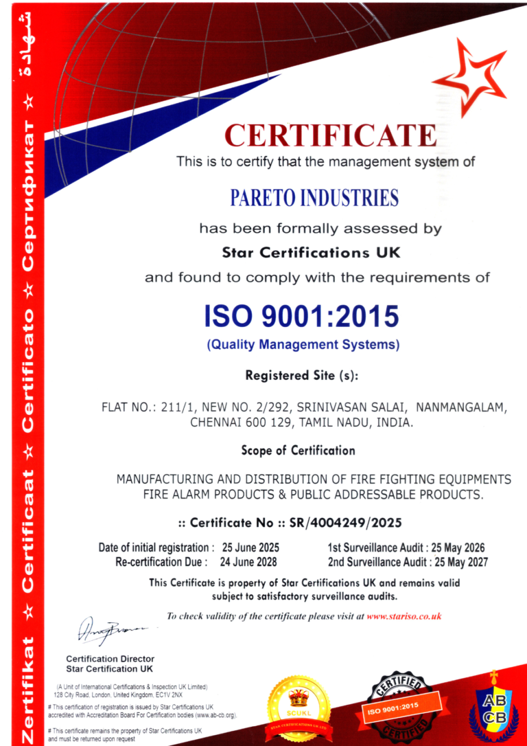 pareto industries iso 9001-2015